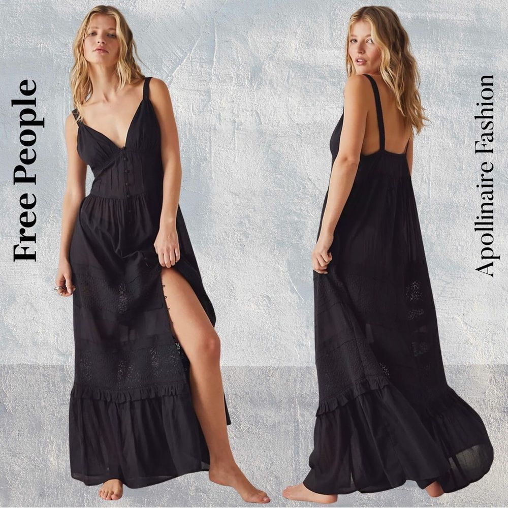 Free People Isabella Black Maxi Dress in XS NWOT